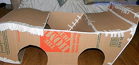 Cardboard racing car. Recycling crafts for children