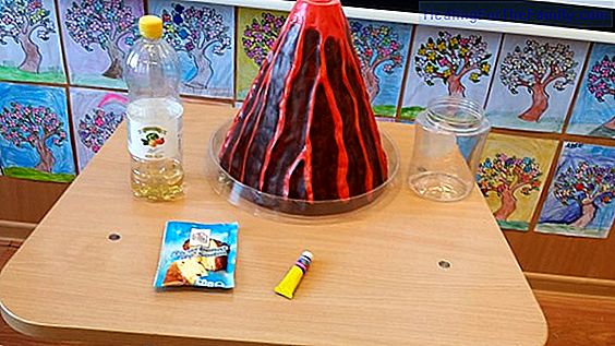 Volcano erupting. Scientific experiment for children