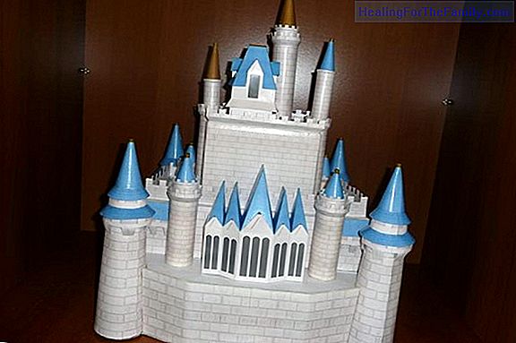 Fantasy castle with cardboard boxes. Children's craft