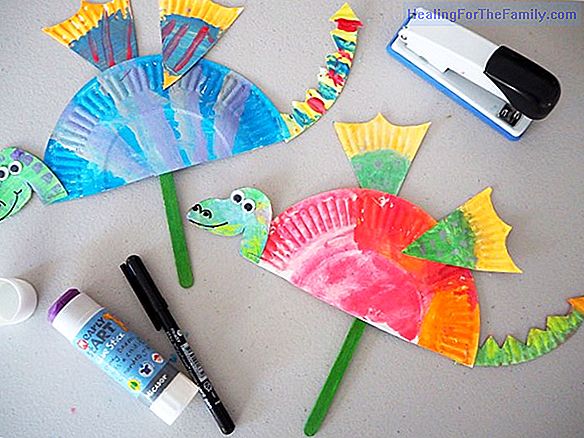 Plastic dragon. Children's recycling crafts