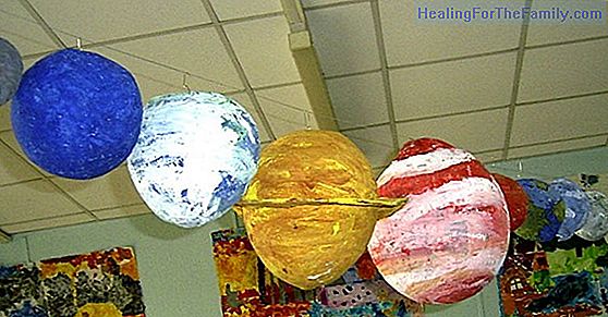 Solar system with papier maché. Crafts for children