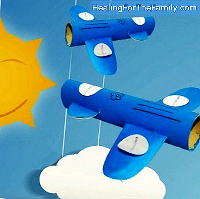 Flugzeug mit Papierrollen. Recycling-Spielzeug für Kinder
